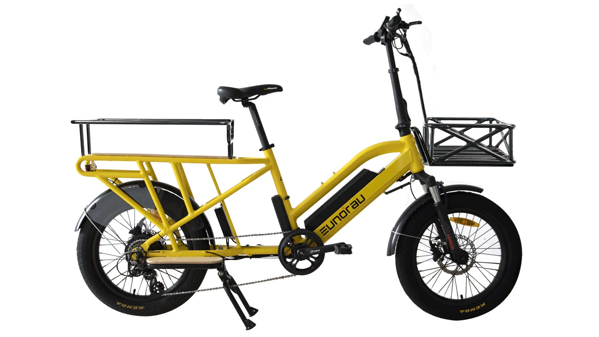 Yellow EUNORAU G30-CARGO X2.0 electric cargo bike