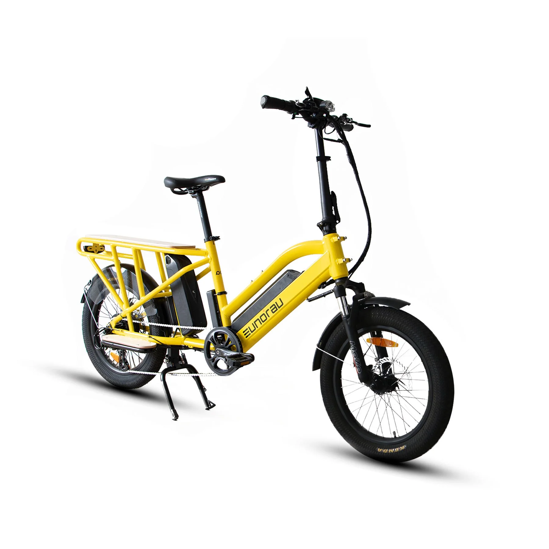 Yellow EUNORAU G30-CARGO X2.0 electric cargo bike