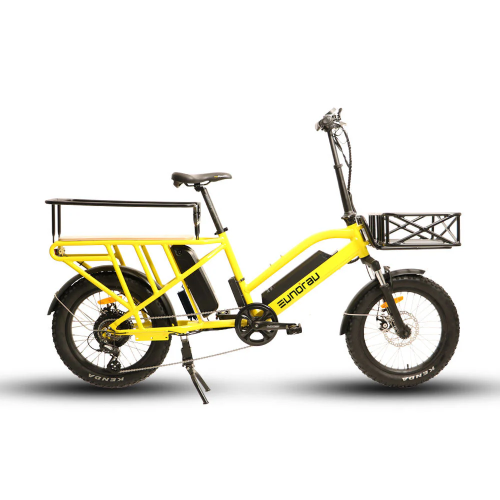 Yellow EUNORAU G30-CARGO X2.0 electric cargo bike